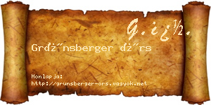 Grünsberger Örs névjegykártya